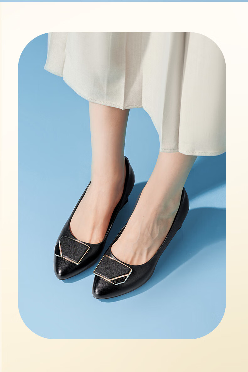 LAORENTOU Women's Fashion Professional Chunky Heel Low-Cut Buckle Mid-Heel Commuter Work Mom Shoes LA219 Beige Size 39 3