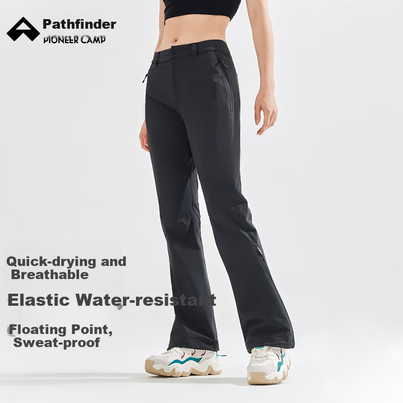Pioneer Camp Mulan Outdoor Pants, Spring And Summer Lightweight Breathable Rain-Proof Hiking Trousers, Casual Sports Long Pants for Women, Flared Pants