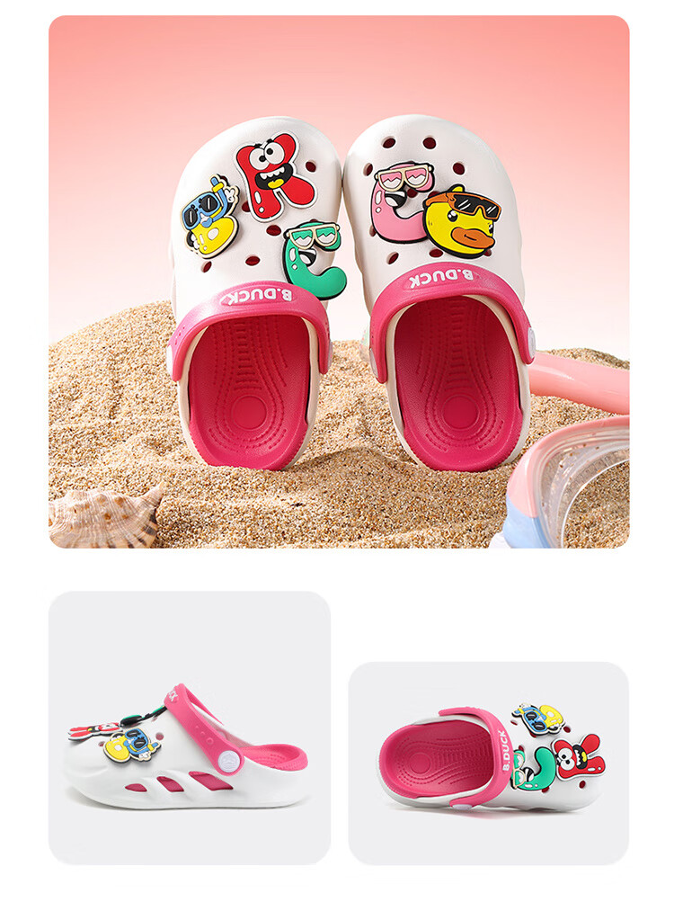 B.Duck Kids Yellow Duck Cartoon Clogs Beach Sandals Boys Girls Garden Shoes 5964 White Rose Red Size 38 1
