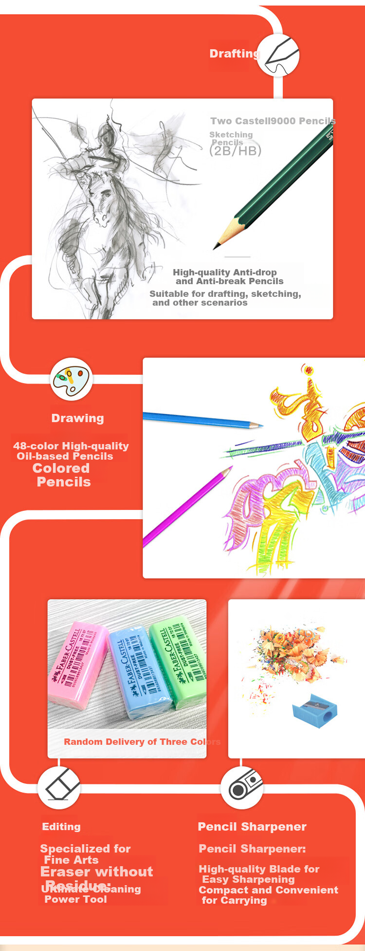 Faber-Castell [Student Stationery] 48-Color Oil-Based Colored Pencils/Coloring Pens/Colored Pencil Set Castle Series 115749 Art Sketching Drawing Pencils 4
