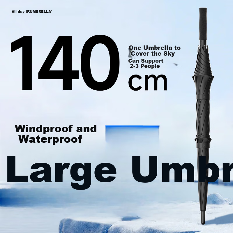 Riquanshi Long-Handle Umbrella, Large Size, Reinforced And Thickened, Durable, Windproof And Rainproof, Golf Umbrella, Straight Handle, Double-Person Black Umbrella for Me