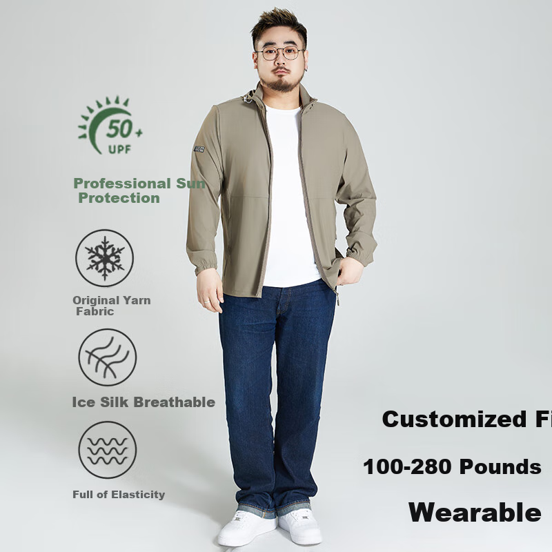 Ayoupang Summer Large Size Sun Protection Clothing for Men, 2025 New Fishing Wear, UPF50+ Breathable Jacket with Detachable Hood 1