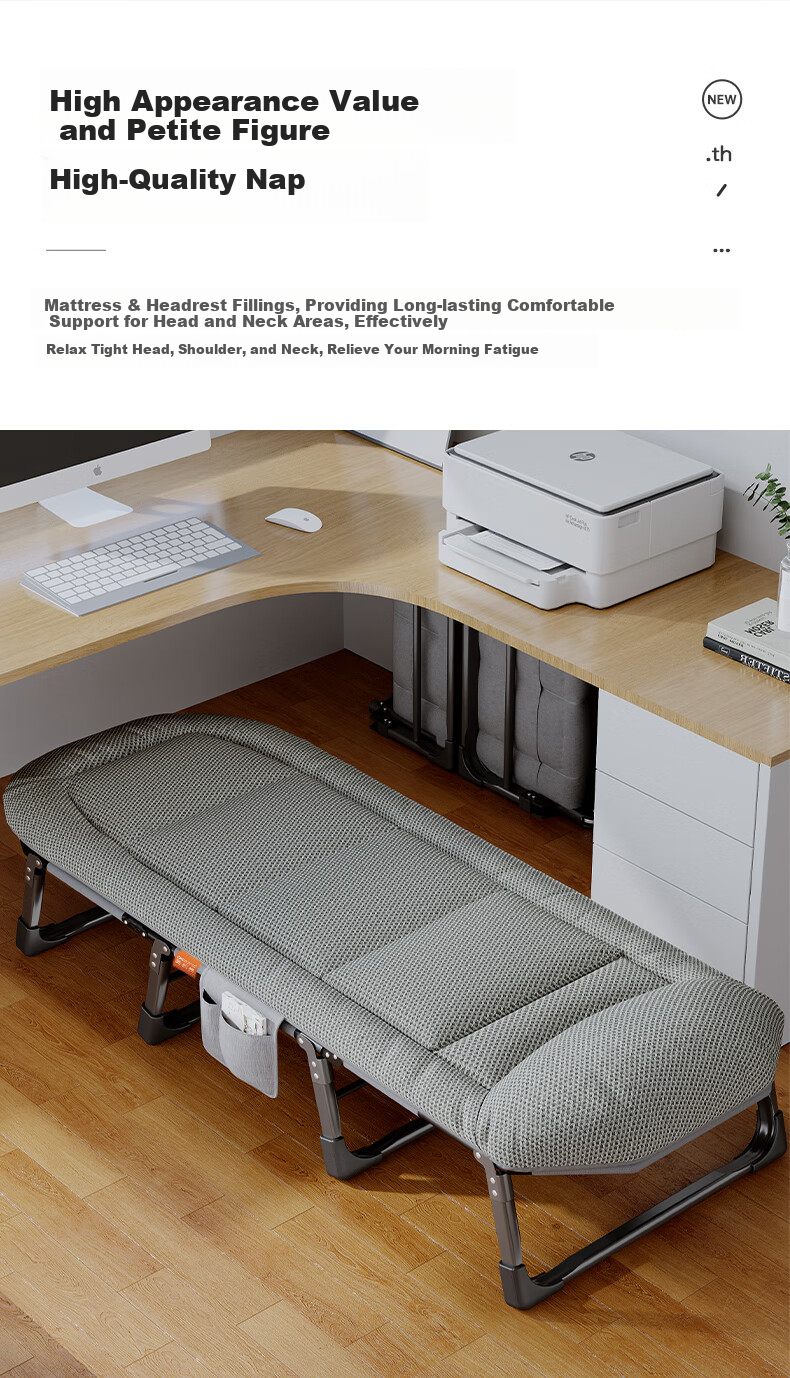OKeefe Folding Bed Lounge Chair, Single Nap Bed, Multifunctional Camping Bed, Accompanying Bed, Office Nap Bed, Breathable Mattress Surface 3