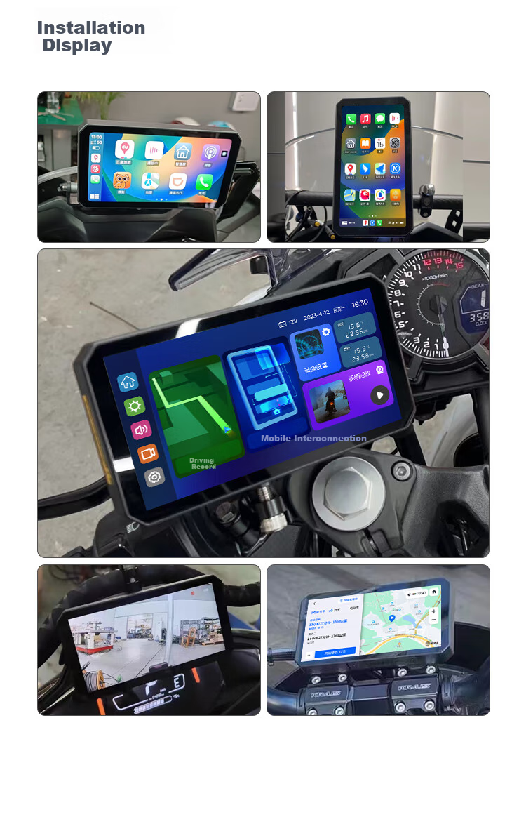 Tupozhe M12S-204 (Main Unit + Dual Cameras + Radar) Motorcycle Dash Cam, Horizontal And Vertical Screen, Tire Pressure Monitoring, Intelligent Radar Car System, Carplay Navigation Device 15