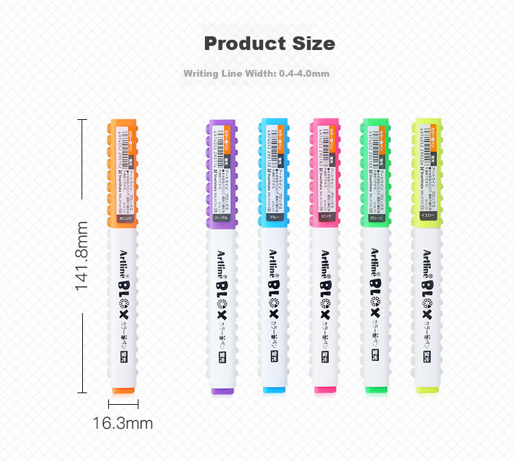 [Back to School Essential] Shachihata BLOX Series Connectable Candy Markers for Exams And Highlighting, Water-Based Pens, Fluorescent Pens, 0.4mm, Fluorescent Yellow, KTX-200F 4