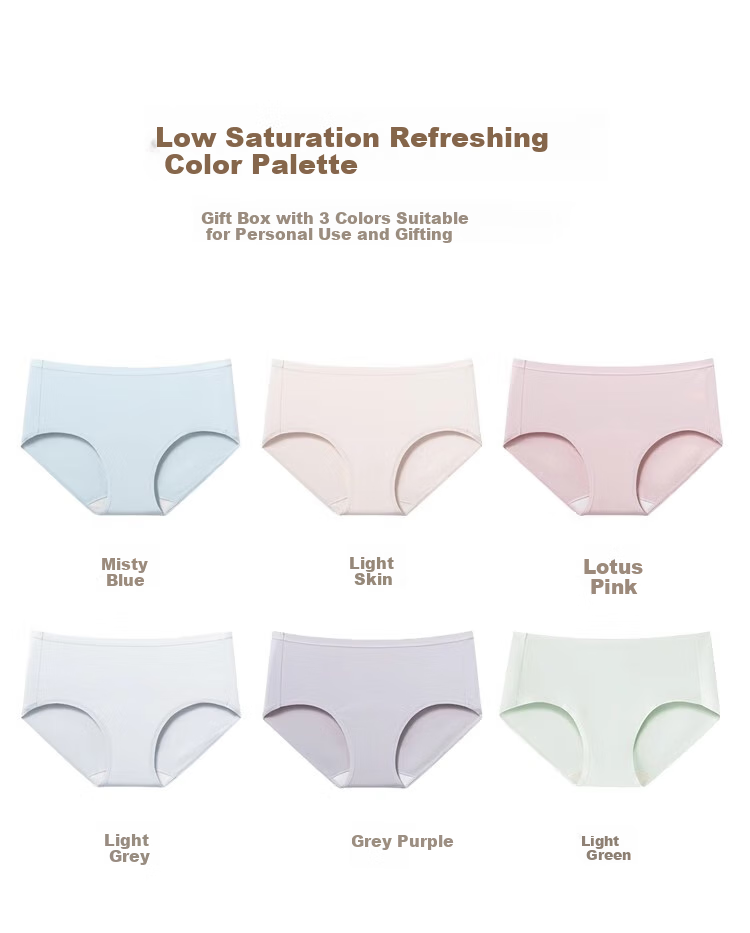 Fulishaonv 60 Xinjiang Long-Staple Cotton Underwear, Extended Antibacterial Crotch, Breathable Triangle Panties, Light Green + Gray Purple + Lotus Pink, L 10