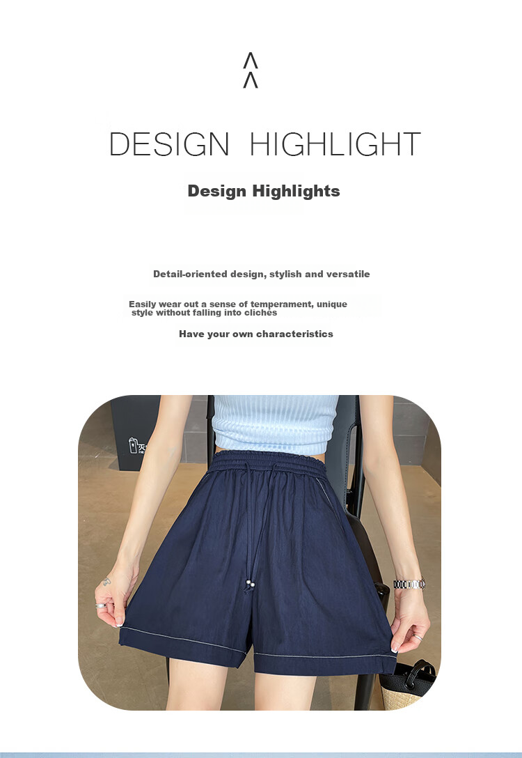 Ziyouxi Ice Silk Denim-Like Shorts for Women, 2026 Summer Thin High-Waist Loose A-Line Five-Point Pants Wide-Leg Mid-Length Shorts 2