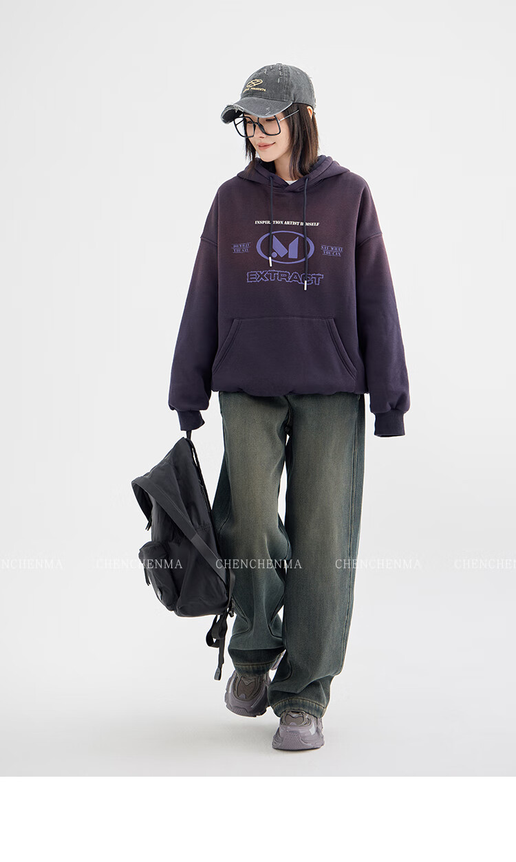 Chenchen Mom Gradient Parent-Child Gradient Color Hooded Fleece Sweatshirt 6762D 4