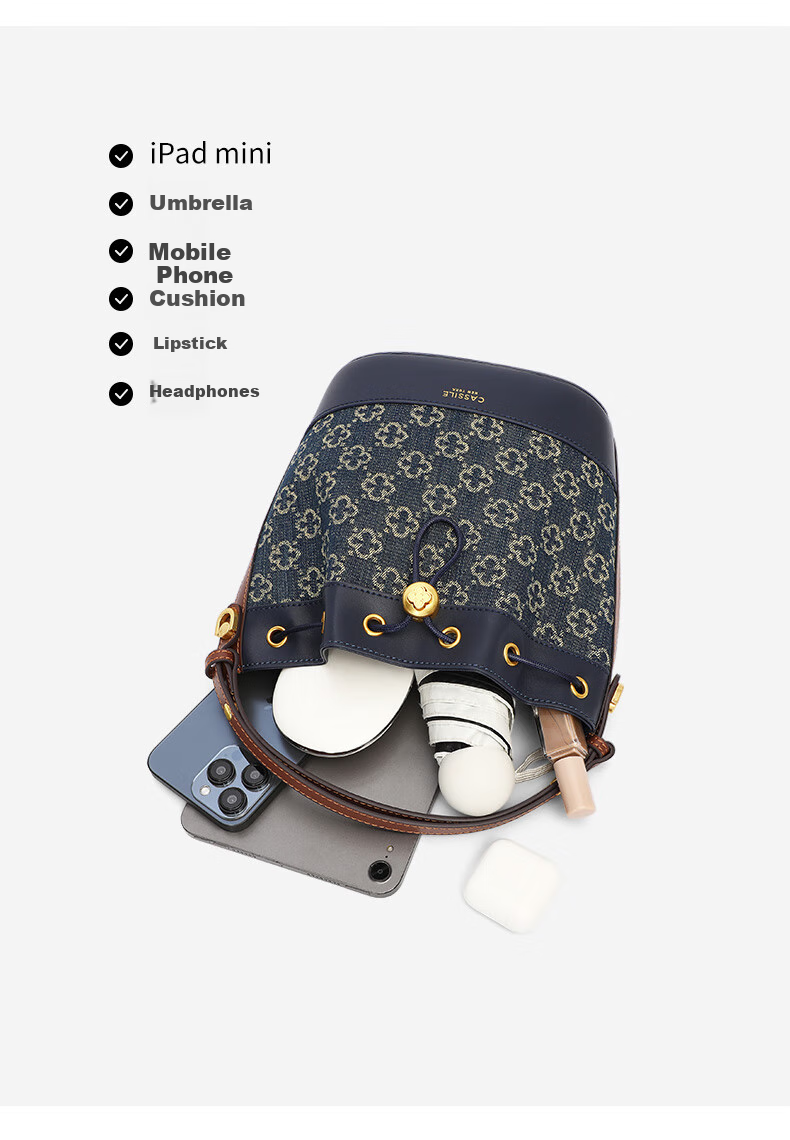 CASSILE Bucket Bag for Women, Commuter Retro Floral Pattern Large Capacity Light Luxury Handheld Crossbody Bag, 520 Gift 6