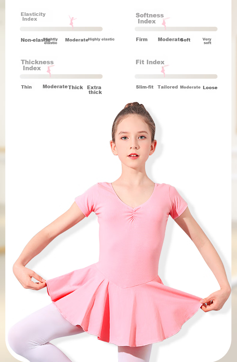 Zhiyouban Children's Dance Short-Sleeve Ballet Leotard, Girls' Performance Costume for Spring, Autumn And Summer, Lightweight Practice Outfit 3