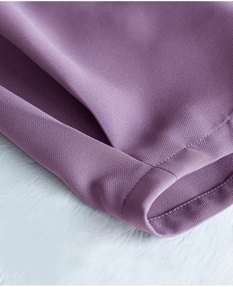 ROEYSHOUSE Slim Waist Twist Knot Dress Summer Elegant Puff Sleeve Mid-Length Dress 06439 Light Purple M 11