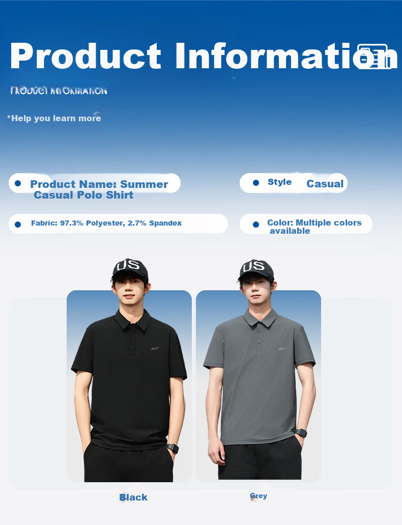 Huili Short-Sleeve Polo Shirt for Men, Outdoor Breathable Quick-Dry T-Shirt, Men's Collared Ice Silk Short-Sleeve T-Shirt, Sportswear Top 3