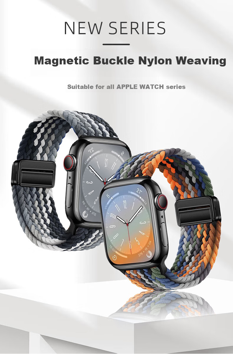 BIAZE Compatible with Apple Watch Band for Apple IWatch S10/Ultra2/S9/S8/7/6/5/SE Braided Loop Strap BD66-Black Chocolate-44/45/46/49mm 1
