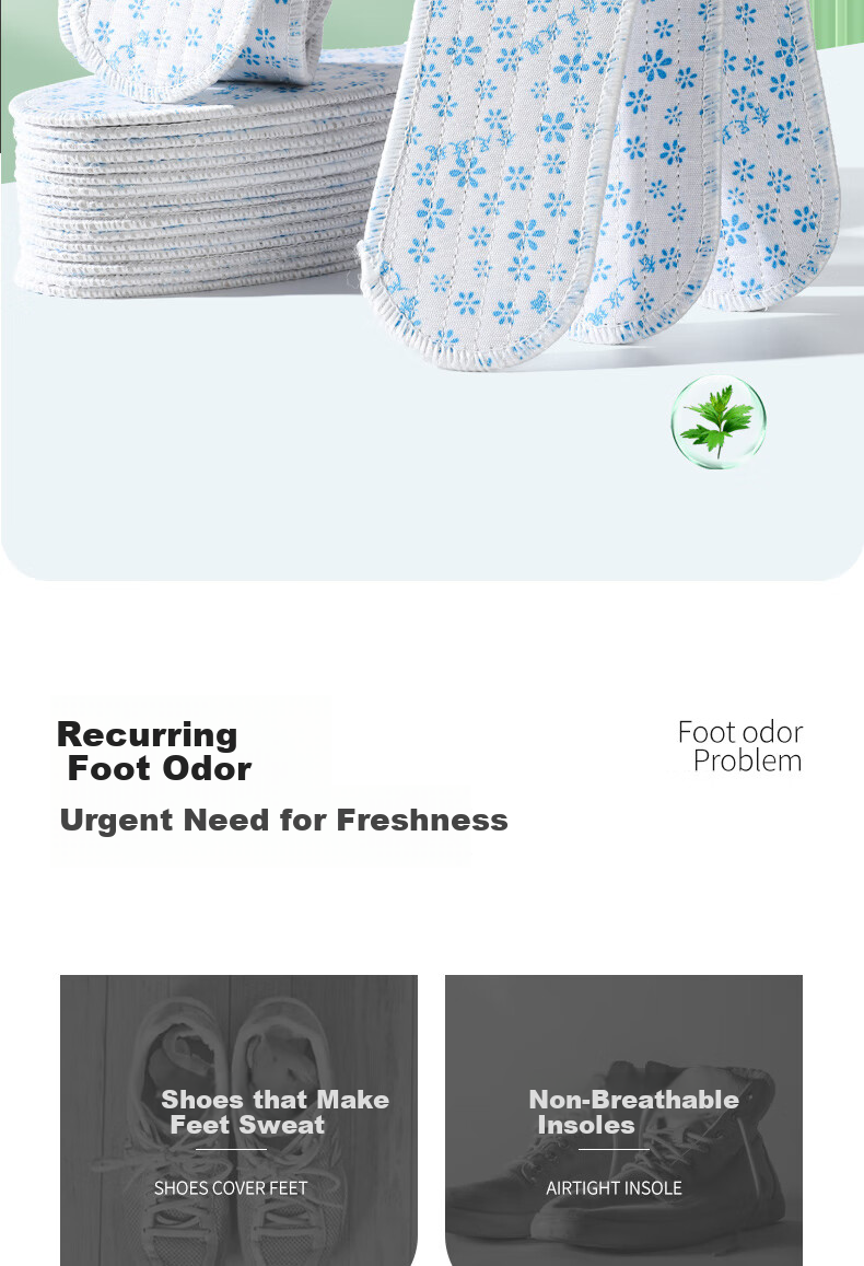 FOOTOPPO Chinese Herbal Deodorizing Insoles for Men, Summer Foot Odor Control, Sports Sweat-Absorbing Breathable Traditional Chinese Medicine Shoe Insoles for Me 2