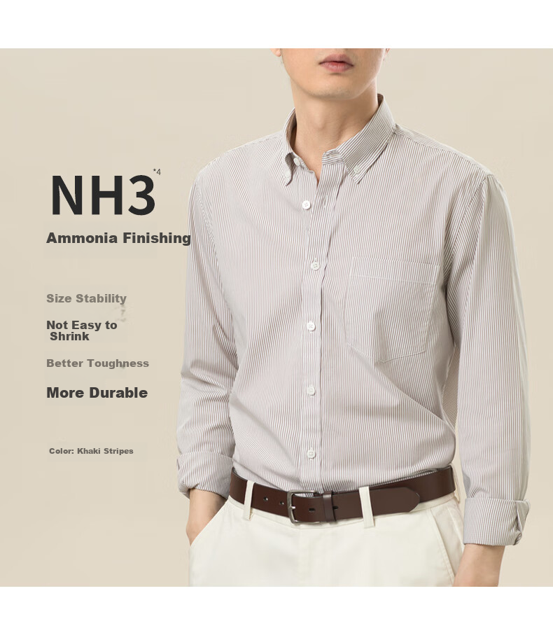 BLACKMONDAY [Liquid Ammonia] Pure Cotton Long-Sleeve Shirt for Men, All-Cotton Vertical Striped Formal Business Casual Dress Shirt 3