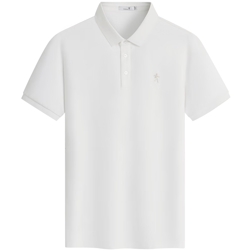 Dance with Wolves [Non-Deforming Collar] Textured Jacquard Summer Breathable Men's Short Sleeve Polo Shirt 803 Off-White L