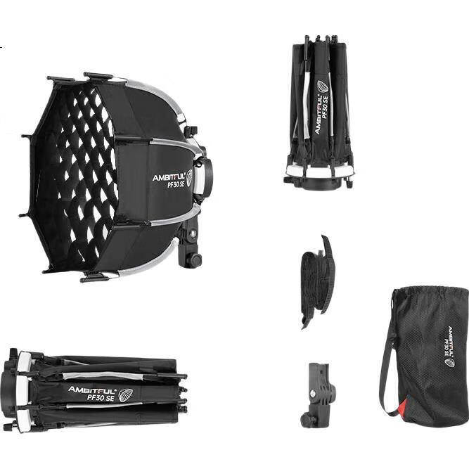 AMBITFUL PF30SE Octagonal Deep-Mouth Grid Softbox, Mini Quick-Install Light Modulator, Suitable for Shengniu TT520/V860II/v850II/V1/AD200 Series
