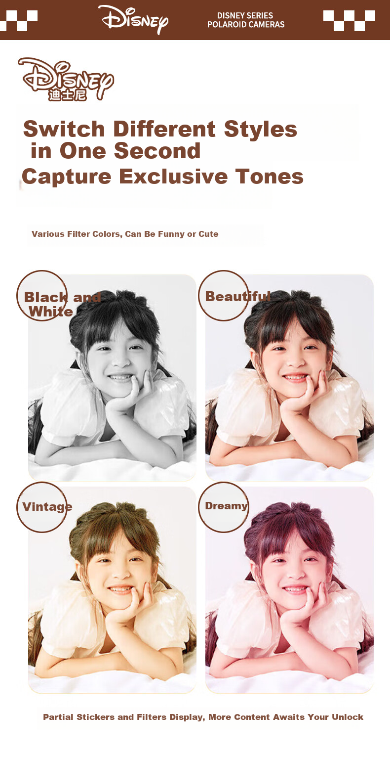 Disney Colorful Instant Camera for Children, Print Directly, Photo Toy, Birthday Gift for Boys And Girls, PC02 Minnie 9