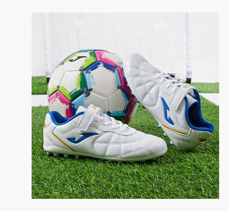 JOMA 2025 New Magic Tape Children's Soccer Shoes MG Short Studs Youth Primary School Competition Training Shoes Red Gold 32 3