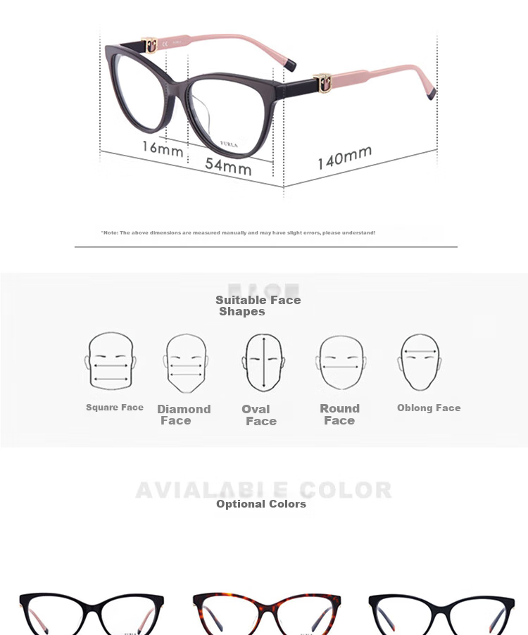 FURLA Full-Frame Women's VFU353I Commuter Myopia Optical Glasses Frame, Stylish Eyewear 540700 Bright Black 3