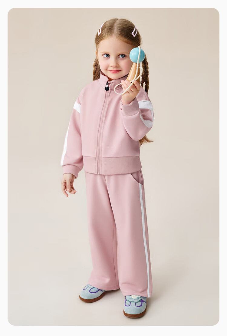 Classic Teddy Girls' Two-Piece Set Children's Jacket and Pants Toddler Spring Cardigan Sweet Sports Outfit Pink 100 14