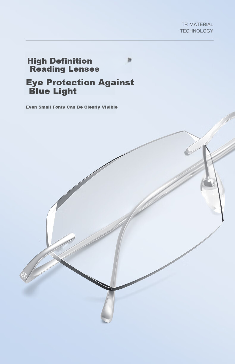Volkswagen German, Genuine High-End Frameless Reading Glasses for Men, Ultra-Light Anti-Blue Light Reading Glasses, 666-150 4