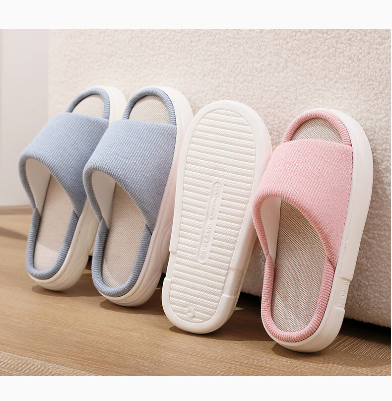 XGGC Linen Slippers for Men Summer Non-Slip Anti-Sweat Indoor Home Quiet All-Season Cotton Linen Slippers for Women Red Size 38-39 4