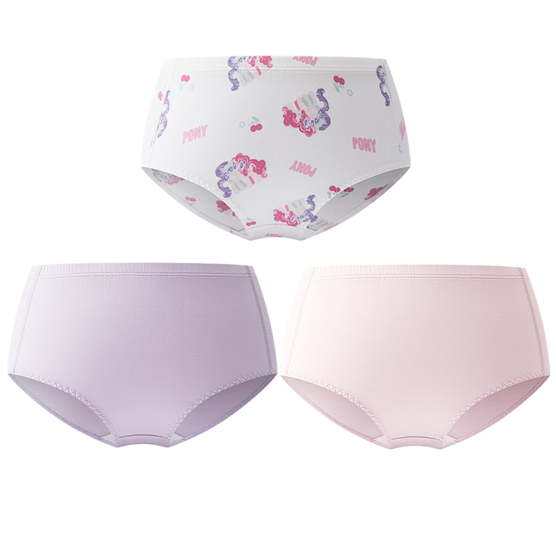 AIMER KIDS Tiered Girls' Mid-Rise Antibacterial Triangle Underwear Pony Friendship 160