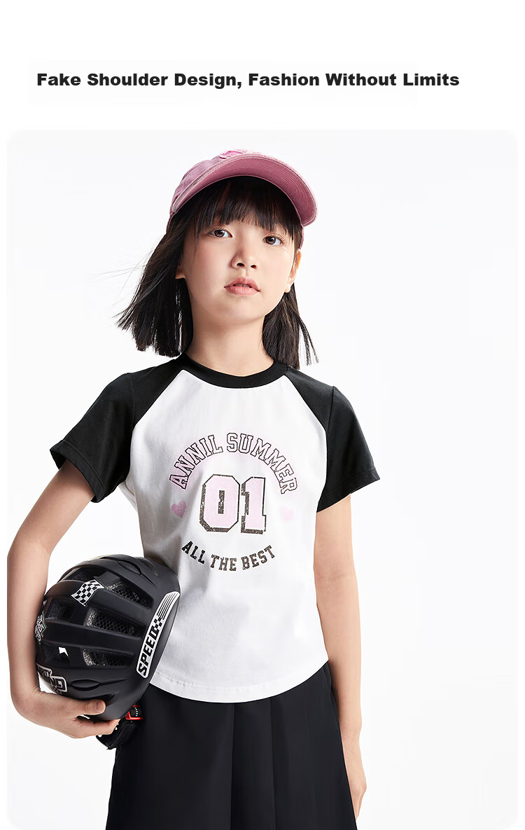 Annil Girls' Round Neck Short-Sleeve T-Shirt, 2025 Summer New Casual Cool-Feeling Quick-Dry Breathable Stretchy Fashio 2