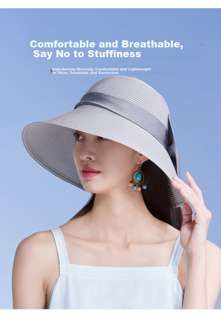 Shanghaigushi Women's Beach Hat, Seaside Sun Protection Hat with Wide Brim, Straw Hat for Travel And Outdoor Activities, Mid-Autumn Festival Gift 3