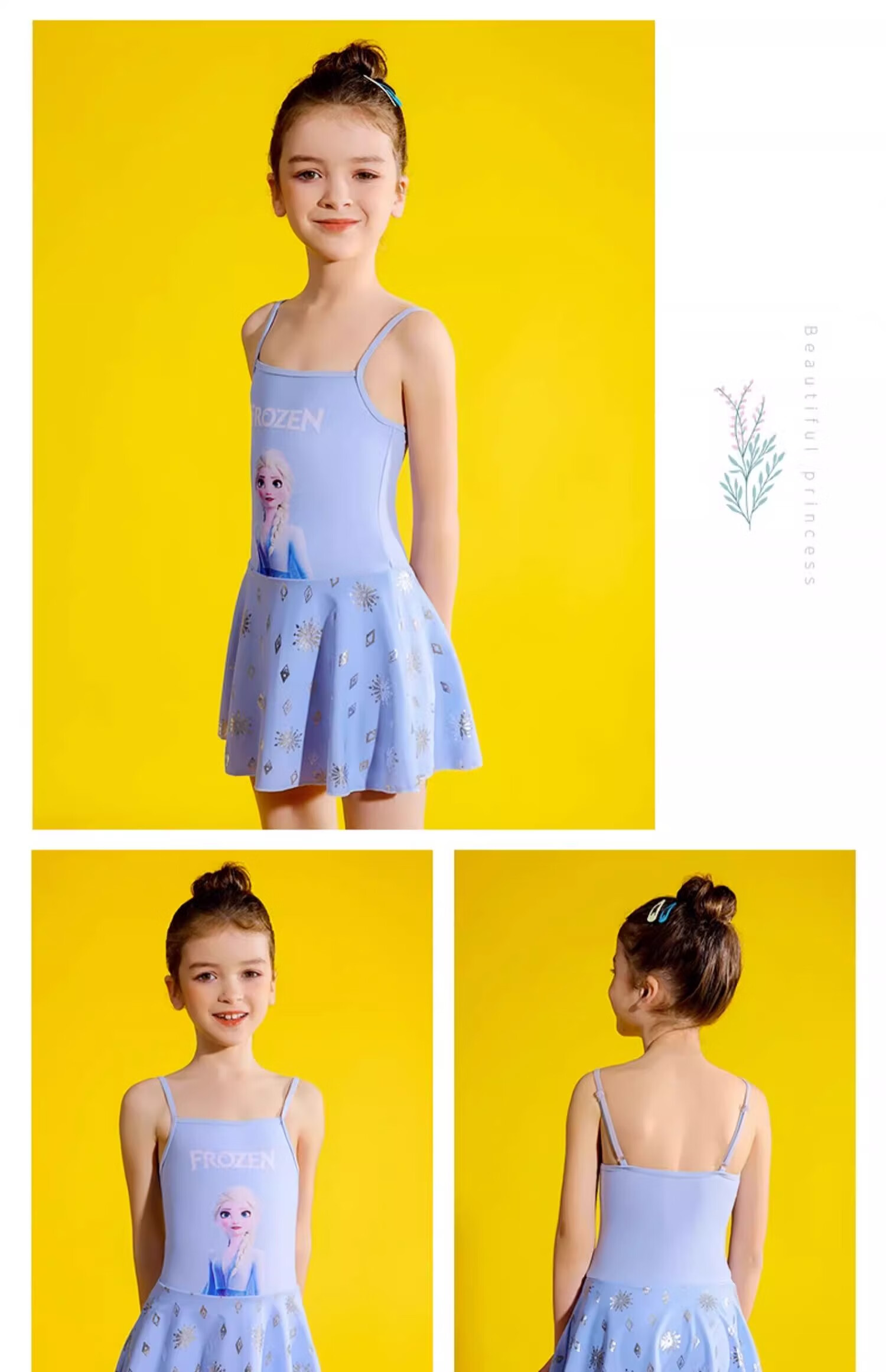 Disney Elsa Princess Girls' Swimsuit Toddler Baby Summer Princess One-Piece Swimwear Children 12