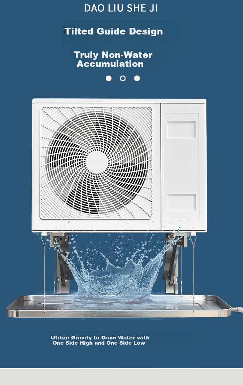 PURPAVWINNER Air Conditioner Outdoor Unit Water Collection Tray, Universal Outdoor Drip Tray, Stainless Steel Sink, Central Air Conditioner Outdoor Unit 1 HP - 2P Air Conditioner Universal Water Collection Tray with Drainage Pipe 3