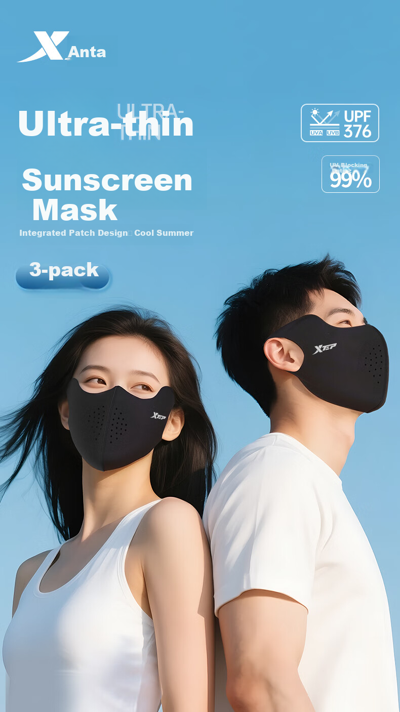 XTEP Sun Protection Face Mask [Set of 3], Full-Face Ice Silk Mask for Women, UV Protection Face Cover, Summer High-Quality Breathable 4