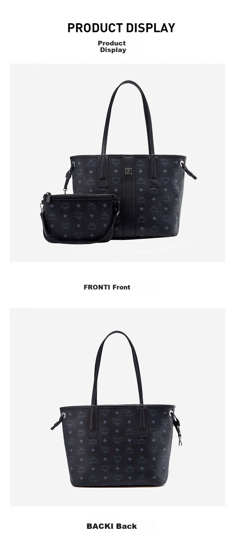 MCM LIZ Small Tote Bag, Reversible Mother-Daughter Bag, Shoulder Bag, Handheld Bag, Black Gift 5