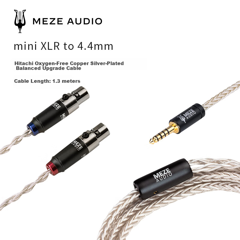 MEZEANTONIO (Meze) Mini XLR-4.4mm Silver, Ancient River Oxygen-Free Copper Plated Silver Cardin Male And Female Connector, Headphone Upgrade Cable Suitable for Wired Earphones Audio Cable