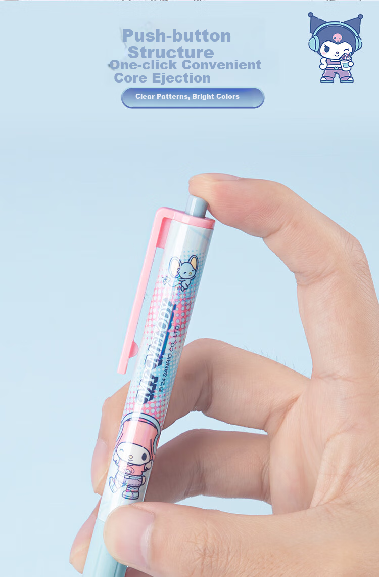 GuangBo &Sanrio Push-Button Blind Box Gel Pen, Black Smooth ST Tip Exam Pen Writing Pen Signature Pen, Stationery Gift KT82202 8