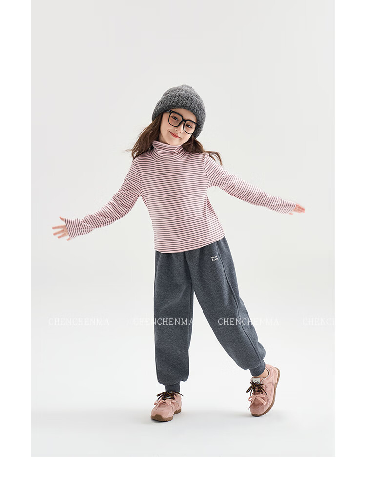 Chenchenma [Popcorn] Girls' Casual Pants, New Winter Style with Fleece Lining, Thickened All-In Warm Children's Joggers, 6837D 4