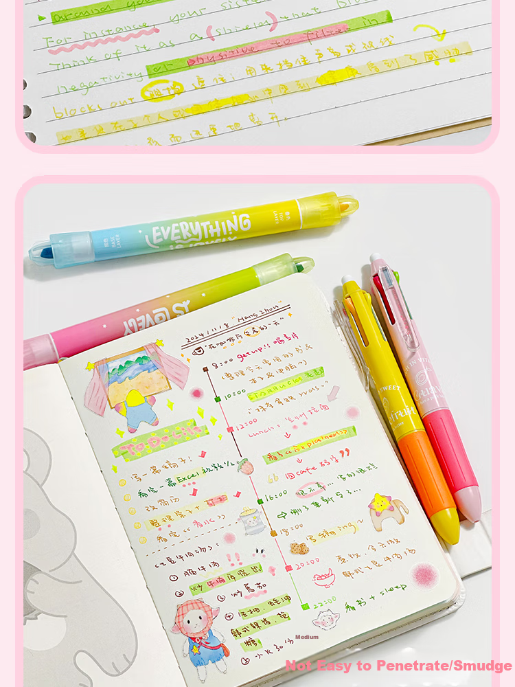 Sannianerban Four-Color Retractable Gel Pen, 0.5mm Smooth Quick-Drying, Push-Button Gel Pen, Multifunctional Module Pen, Student Marking Pen, Aesthetically Pleasing Multi-Color Drawing And Journaling Pen, Sea Salt 5