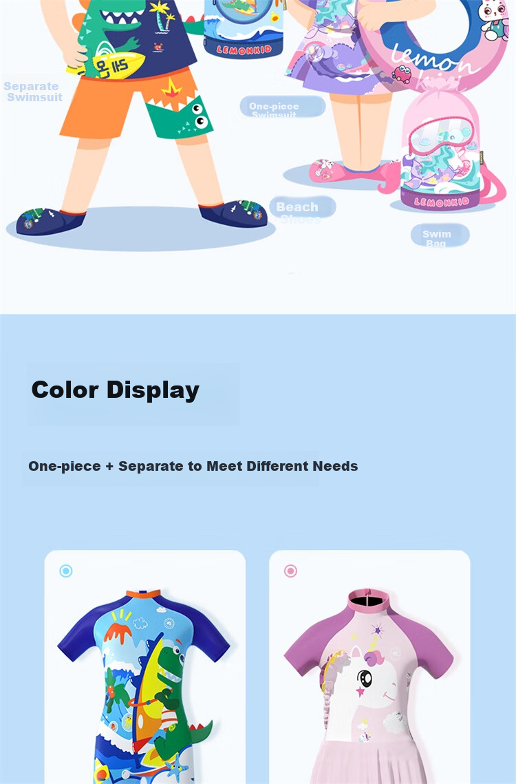 Lemonkid Children's Swimwear, Boys And Girls Quick-Dry Two-Piece Swimsuit, for Older Kids And Toddlers, Sun Protection, Happy Little Rabbit Design, Size 160 16