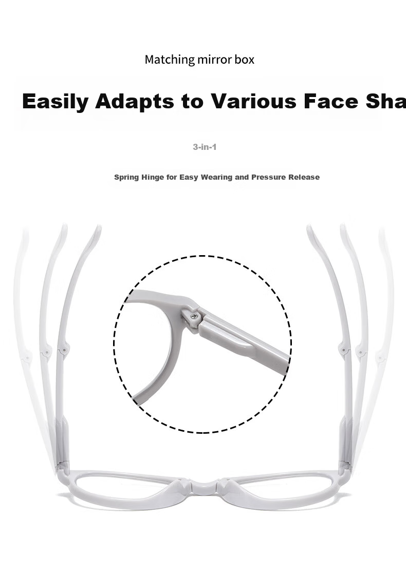 DRATRA High-Definition Anti-Blue Light Reading Glasses, Foldable And Portable, for Elderly, Ultra-Light, Fashionable, Simple Design, Comfortable on Face, Prescription Available 2