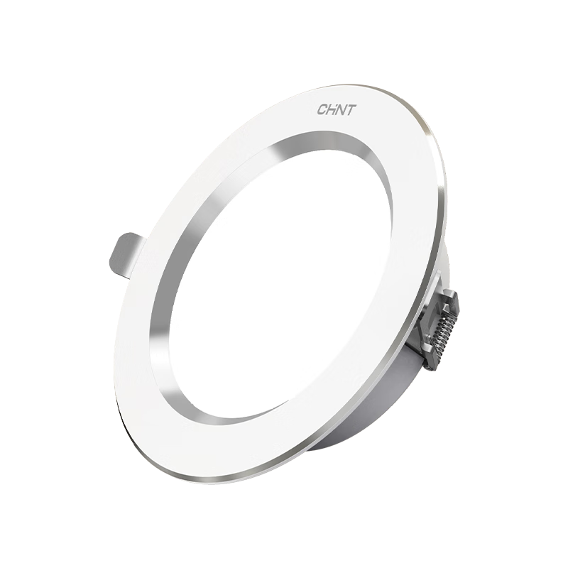 CHINT LED Aluminum Alloy Downlight Silver Edge Ceiling Recessed Ultra-thin High Brightness Commercial Corridor Light White 6W-6500K Cool White