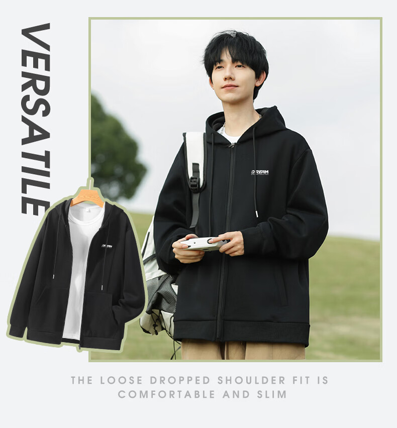 Warrior Hoodie Jacket for Men, Versatile Spring And Autumn Loose Casual Knit Cardigan Sweatshirt Sports Outerwear 18