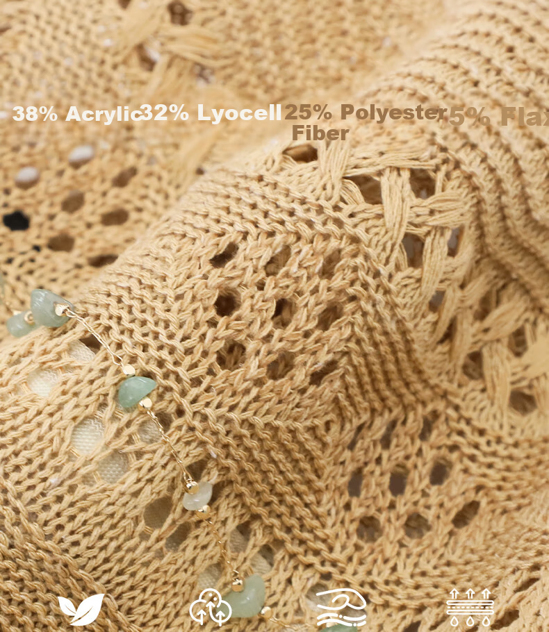 ELLE Straw Hat, Elegant Hollow Sun Protection Hat, Beach Sun Hat, Lyocell, Gift for Girlfriend 5