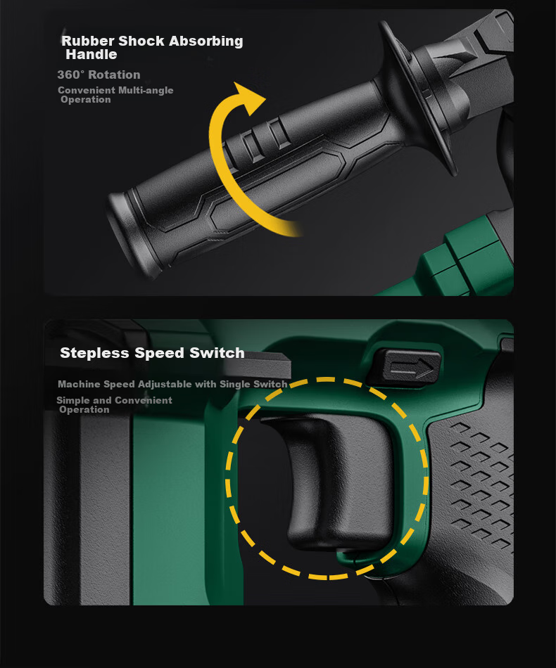 Shida SATA Brushless Lithium-Ion Rotary Hammer Drill, Electric Pick, Impact Drill, High-Power Concrete Wireless Industrial Grade D05729 Standard 27