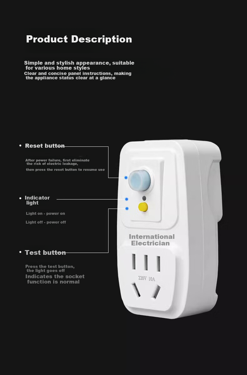 FDD Leakage Protection Plug, Household Appliance Water Heater Waterproof And Electric Shock Prevention Device, Socket Adapter, Thickened Version - Leakage Protection Plug 16A (Direct Insert Type) 11