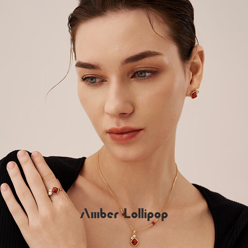 Amber Lollipop Wang Yumen Same Style Jewelry Ring, Women's Open Ring, Valentine's Day Birthday Gift for Girlfriend Or Wife