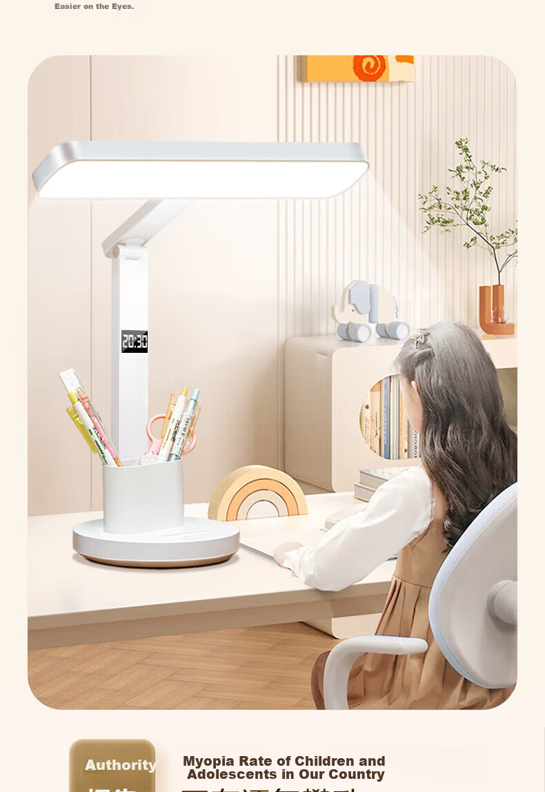 Jingqian Desk Lamp with Eye Protection, Full Spectrum Reading Light for Children And Students, Rechargeable Lamp for Study And Writing, Suitable for Dormitory And Desk Use 6