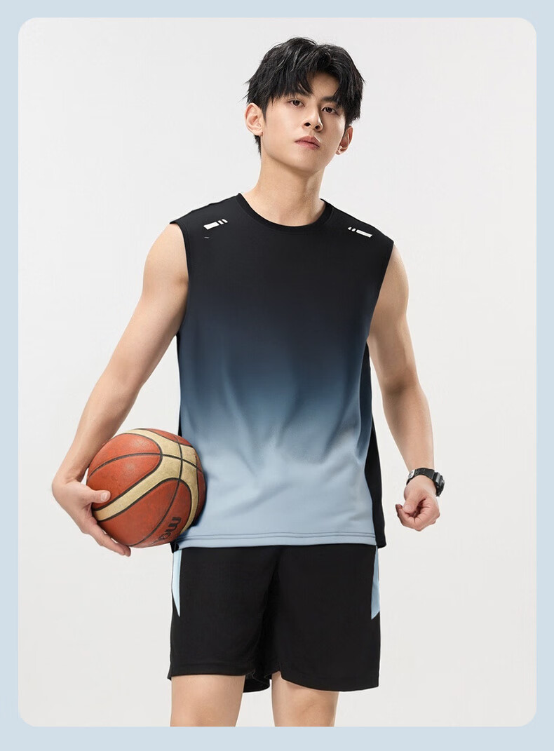 VICTORIATOURIST Men's Sports Set, Indoor Fitness Wear, Sports Tank Top, Ice Silk Quick-Dry Shirt, Running Basketball Training T-Shirt Equipment 10