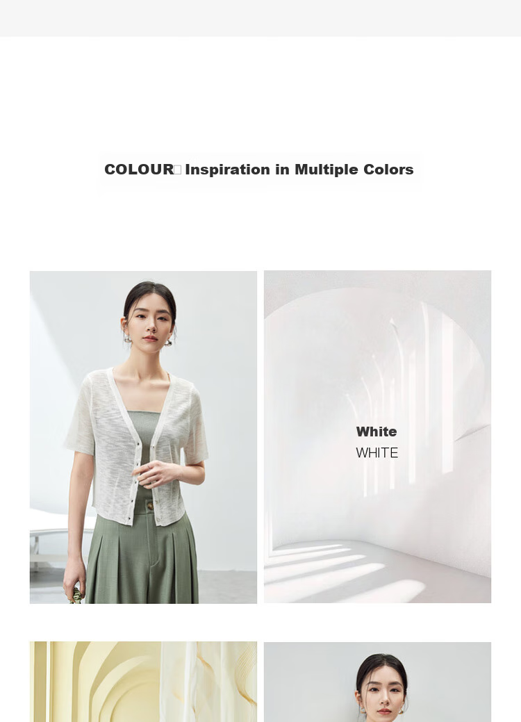 Sentubila Lazy Atmosphere Milk Huhu Refreshing Knit Top for Women, Summer V-Neck Short-Sleeve Cardigan, White, L 7