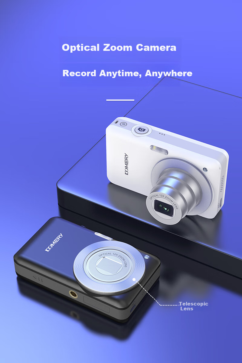 Komery R1 Optical Zoom Entry-Level High-Definition Digital Camera for Students, CCD Equivalent, Beauty Filter, Compact Camera R1 Black Standard Configuration + 64GB + Battery 1